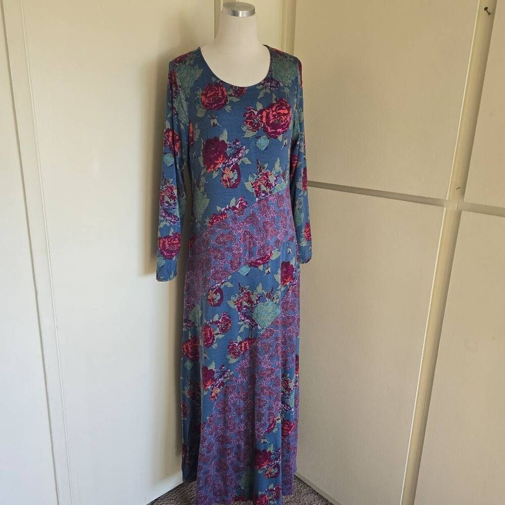 Soft Surroundings A-Line Purple/Blue Maxi Dress, Long Sleeve, EUC, M - Picture 2 of 12